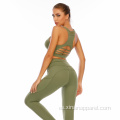 Conjunto de 2 piezas para mujer, traje de yoga ahuecado